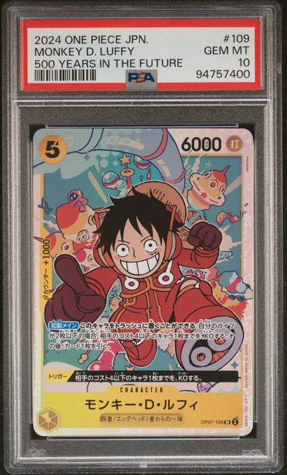 2024 One Piece Japanese Op07-500 Years In The Future 109 Monkey D. Luffy - PSA 10