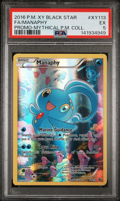 2016 Pokemon Xy Black Star Promo Xy113 Fa/Manaphy Promo-Mythical P.M. Coll. - PSA 5