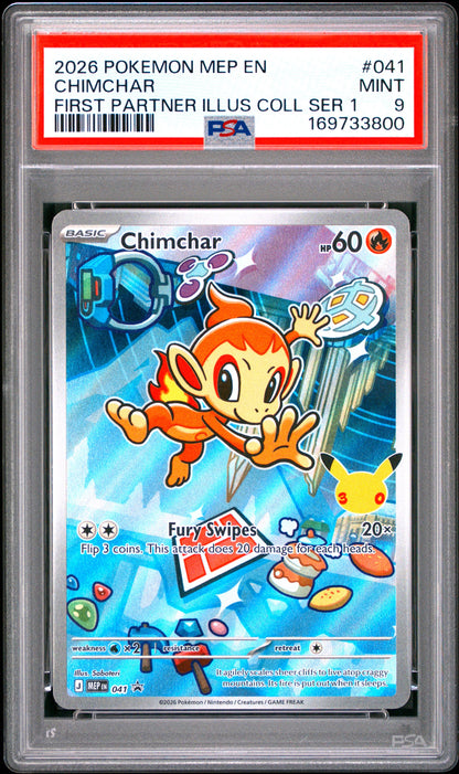 2026 Pokemon Mep En-Me Black Star Promo 041 Chimchar First Partner Illus Coll Ser 1 - PSA 9