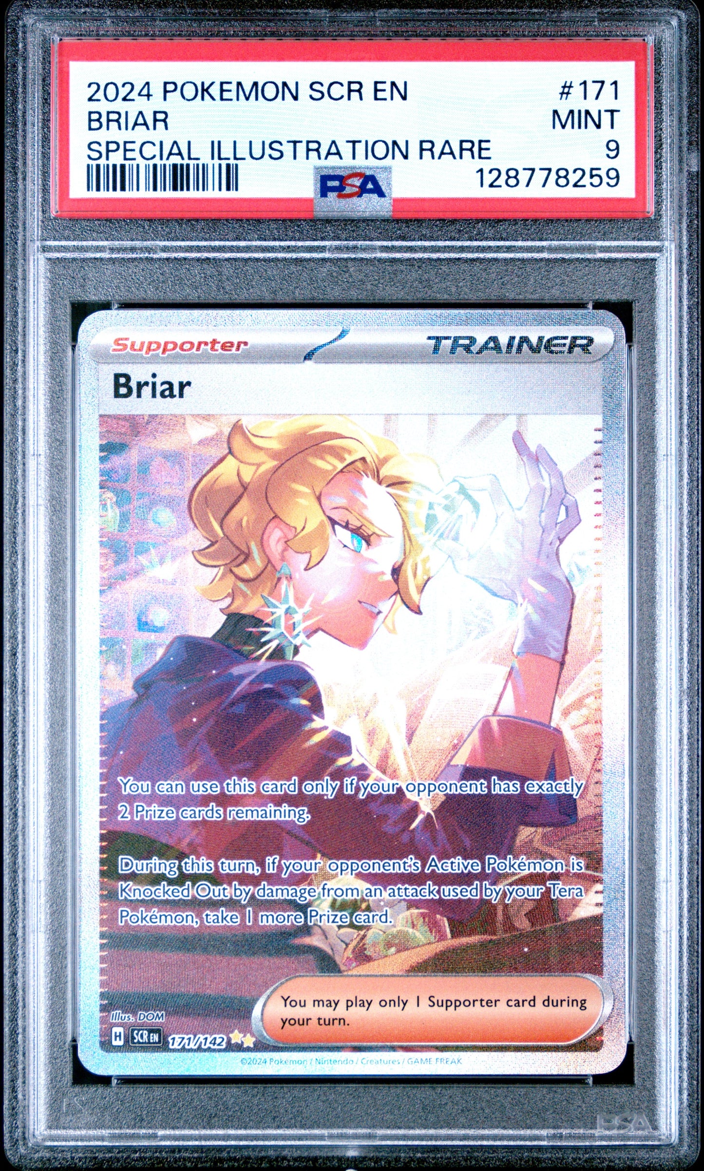 2024 Pokemon Scr En-Stellar Crown 171 Briar Special Illustration Rare - PSA 9