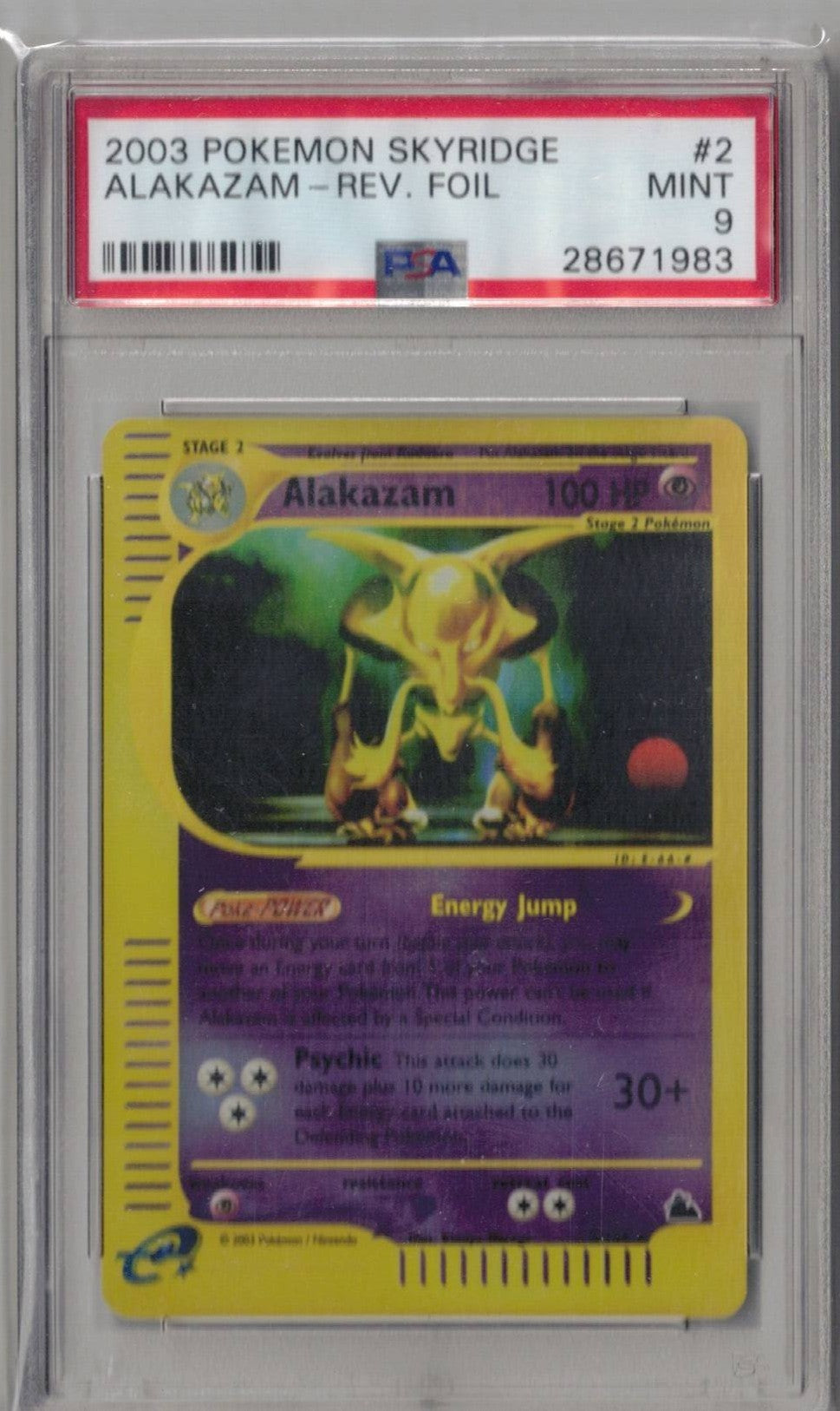 2003 Pokemon Skyridge 2 Alakazam-Rev. Foil - PSA 9