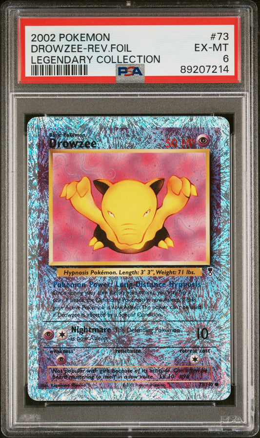 2002 Pokemon Legendary Collection 73 Drowzee-Rev.Foil - PSA 6