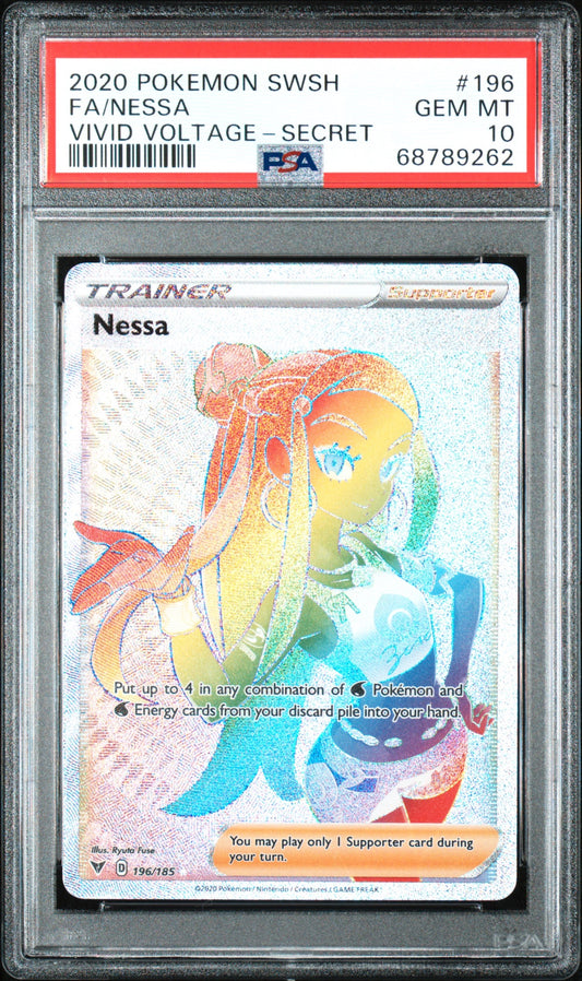 2020 Pokemon Sword & Shield Vivid Voltage 196 Nessa - Secret - PSA 10