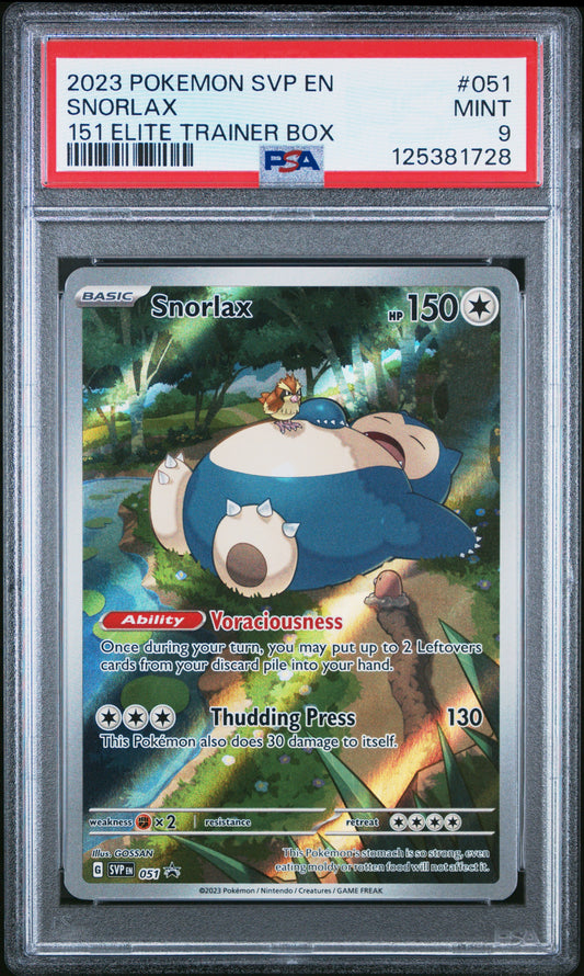 2023 Pokemon Svp En-Sv Black Star Promo 051 Snorlax 151 Elite Trainer Box - PSA 9