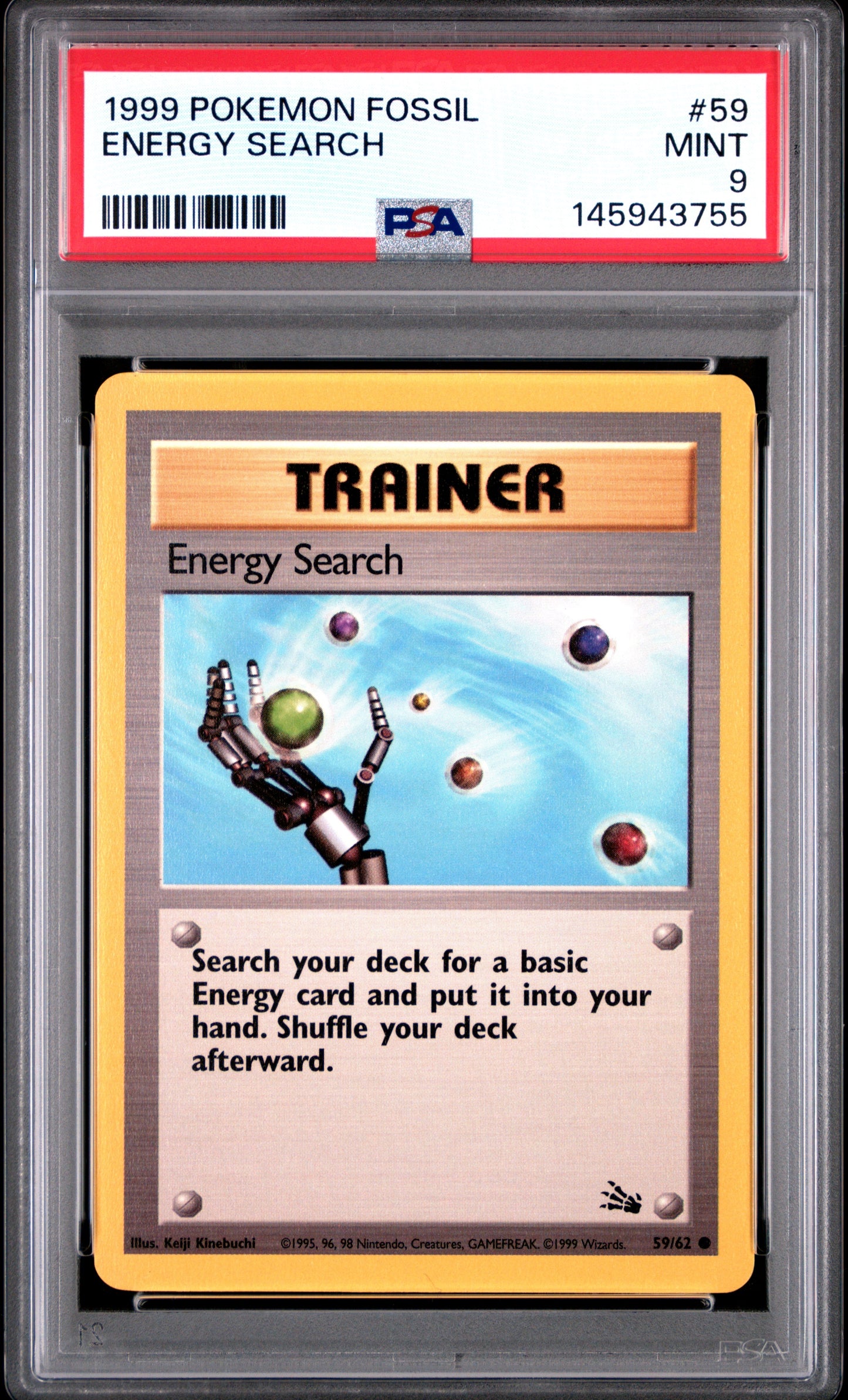 1999 Pokemon Fossil 59 Energy Search - PSA 9