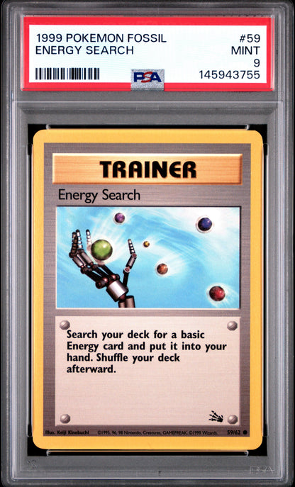 1999 Pokemon Fossil 59 Energy Search - PSA 9