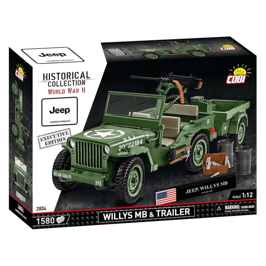 WW2 - Willys MB + Trailer Exclusive (1580 Pcs)