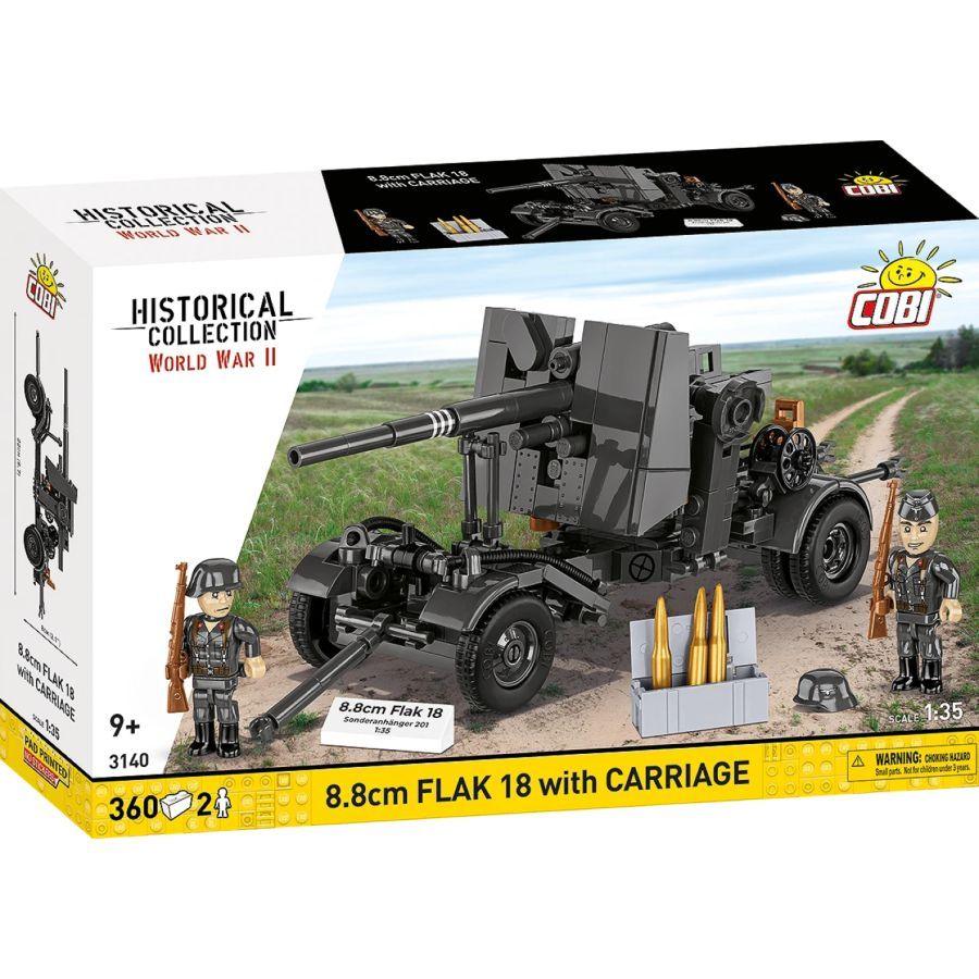 World War 2 - 8.8 cm Flak 18 with Carriage Brick Kit (360 Pieces)