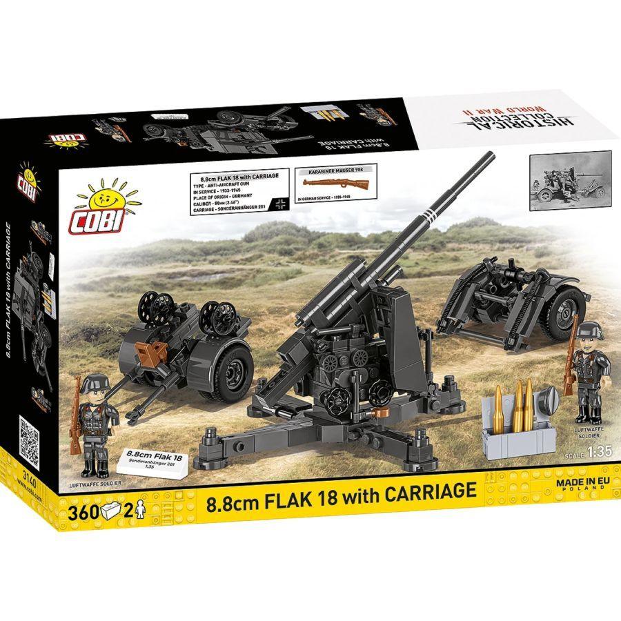 World War 2 - 8.8 cm Flak 18 with Carriage Brick Kit (360 Pieces)