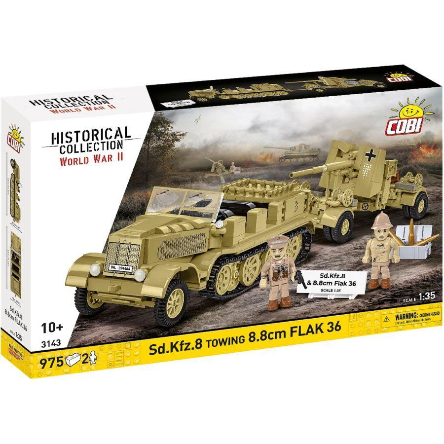 World War 2 - Sd.Kfz.8 Towing 8.8 cm Flak 36 Brick Kit (975 Pieces)