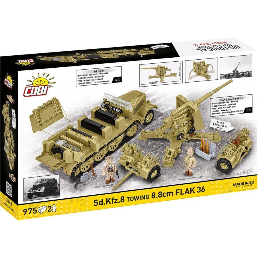 World War 2 - Sd.Kfz.8 Towing 8.8 cm Flak 36 Brick Kit (975 Pieces)