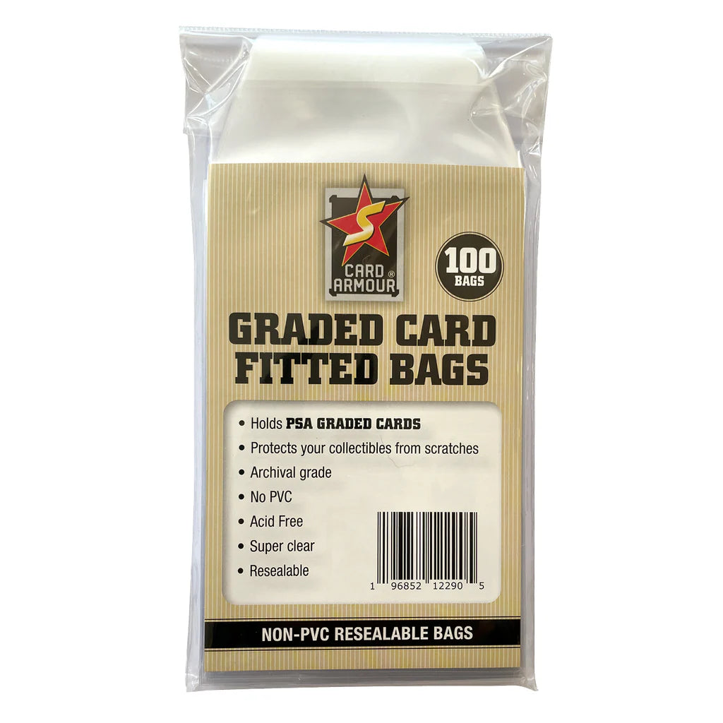 100-Pack Fitted Bags For PSA Graded Card Slabs - Thick Slab Protection Sleeves PSA Grade 10 Baseball Trading Cards 100-Pack Fitted Bags For PSA Graded Card Slabs - Thick Slab Protection Sleeves PSA Grade 10 Baseball Trading Cards