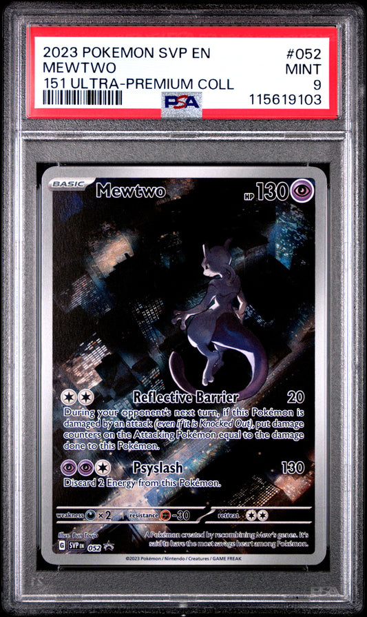 2023 Pokemon Svp En-Sv Black Star Promo 052 Mewtwo 151 Ultra-Premium Coll - PSA 9