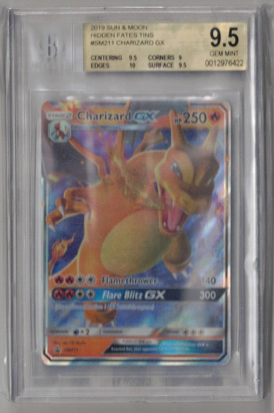 2019 Pokemon Sun & Moon Hidden Fates Tins SM211 Charizard GX - BGS 9.5