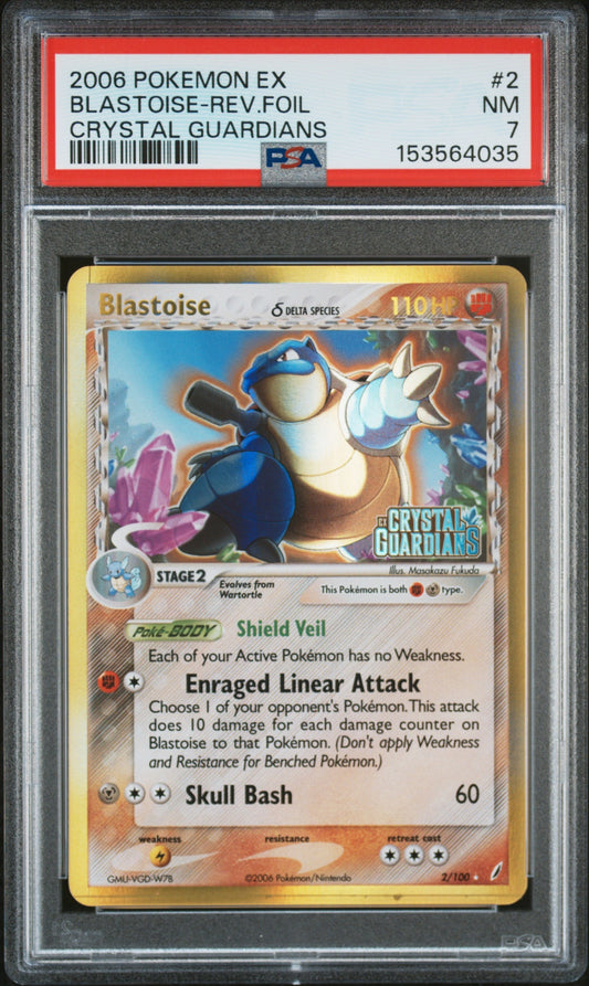 2006 Pokemon Ex Crystal Guardians 2 Blastoise-Rev.Foil Crystal Guardians - PSA 7