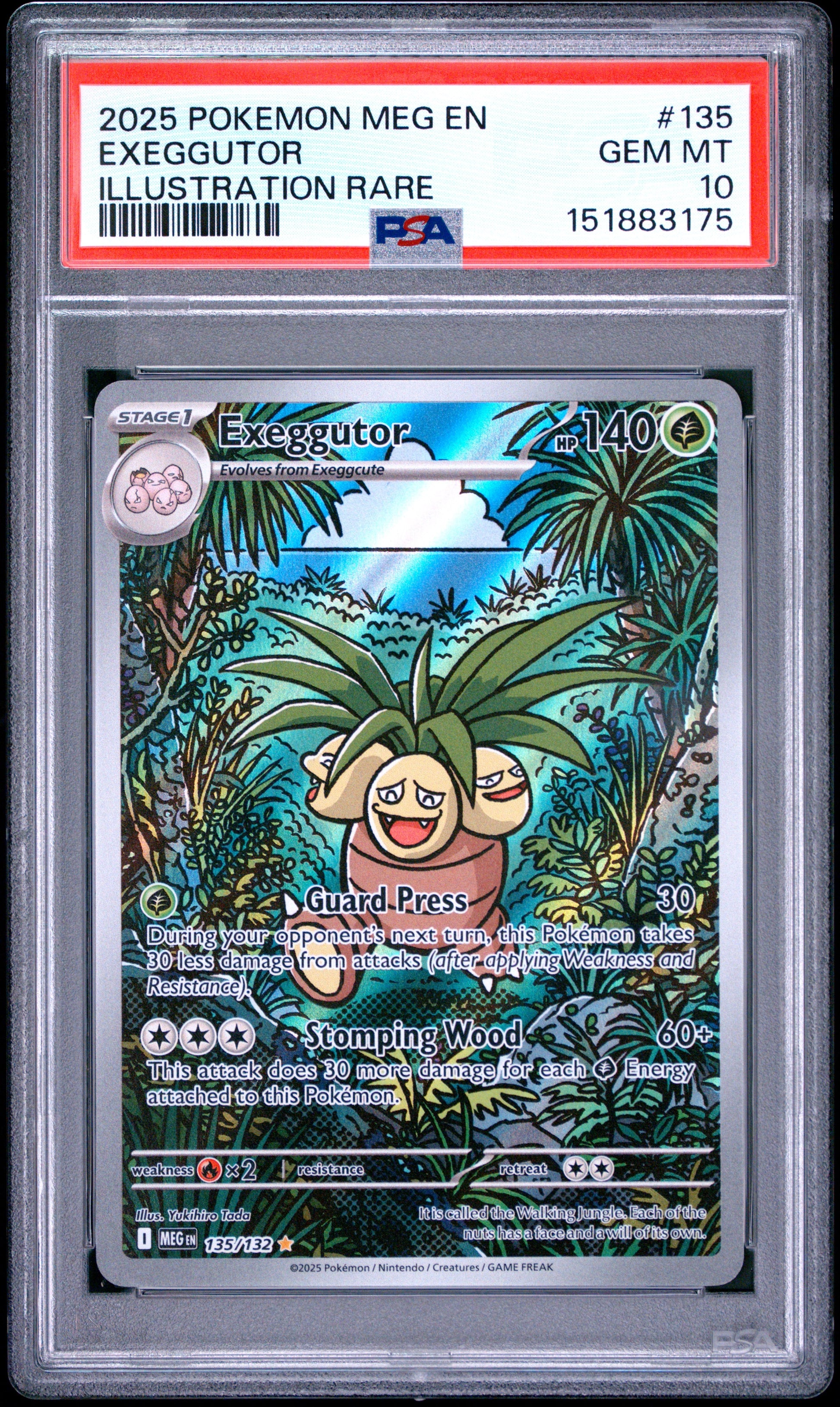 2025 Pokemon Meg En-Mega Evolution 135 Exeggutor Illustration Rare - PSA 10