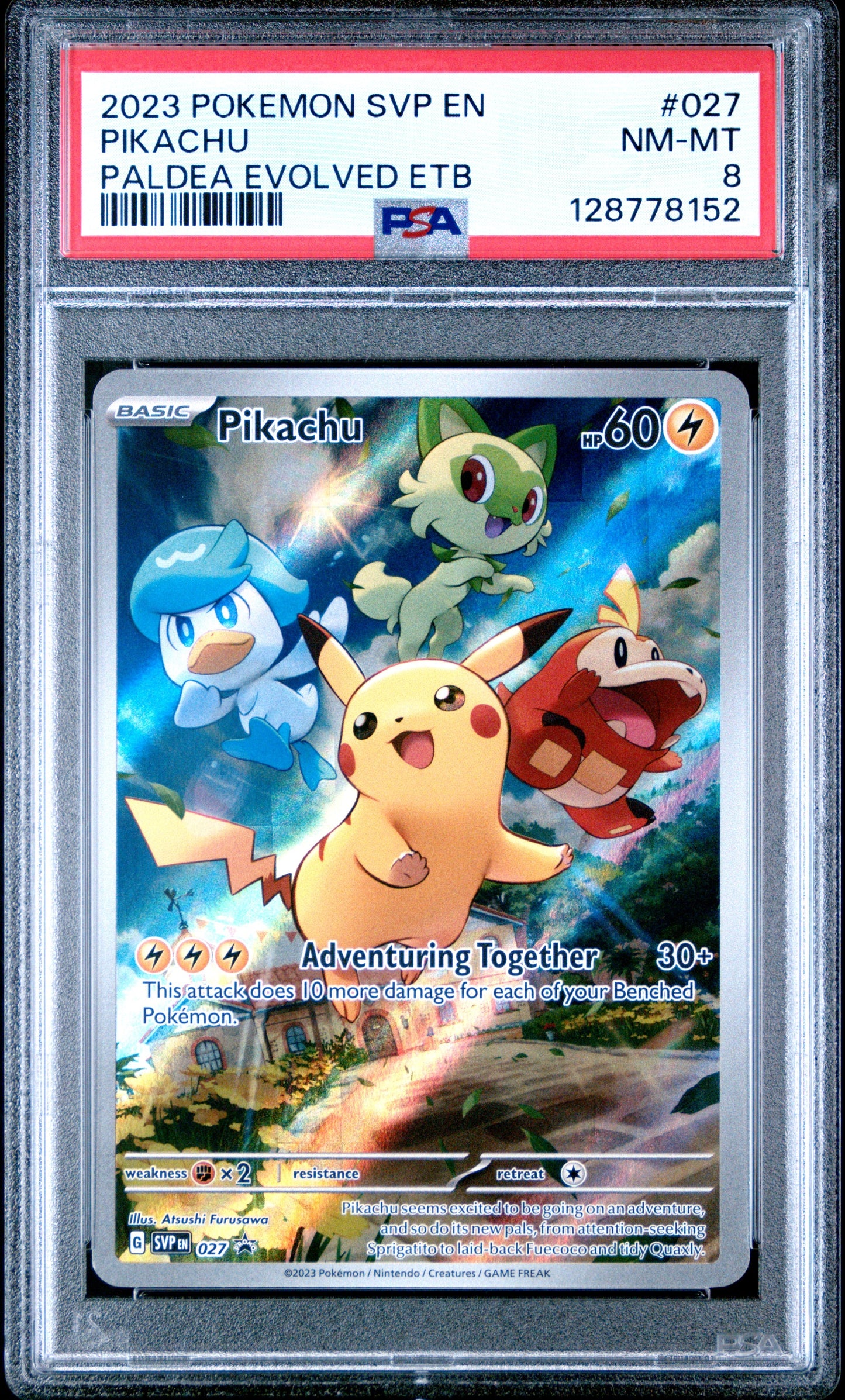 2023 Pokemon Svp En-Sv Black Star Promo 027 Pikachu Paldea Evolved Etb - PSA 8