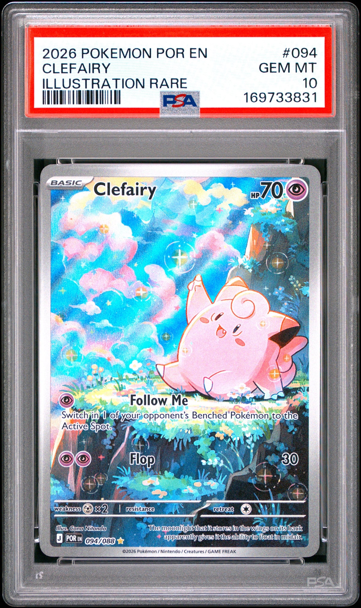 2026 Pokemon Por En-Perfect Order 094 Clefairy Illustration Rare - PSA 10