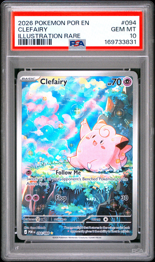 2026 Pokemon Por En-Perfect Order 094 Clefairy Illustration Rare - PSA 10