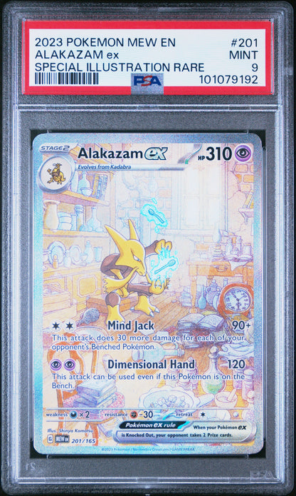 2023 Pokemon Mew En-151 201 Alakazam Ex Special Illustration Rare - PSA 9