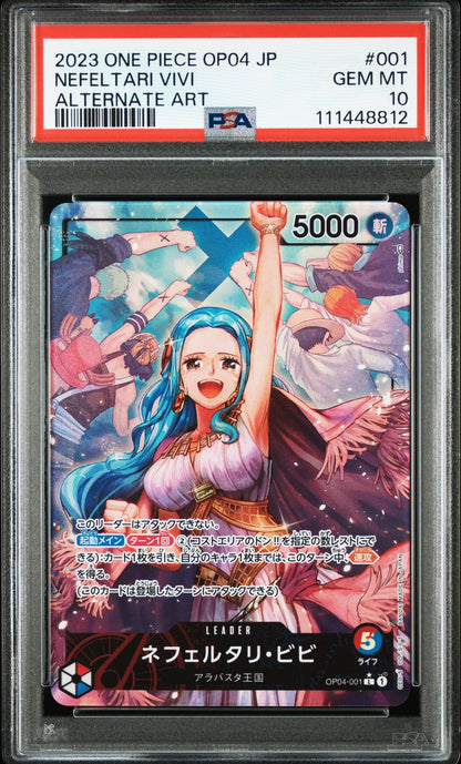 2023 One Piece Japanese Op04-Kingdoms Of Intrigue 001 Nefeltari Vivi Alternate Art - PSA 10
