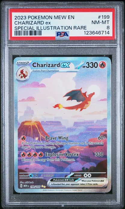 2023 Pokemon Mew En-151 199 Charizard Ex Special Illustration Rare - PSA 8