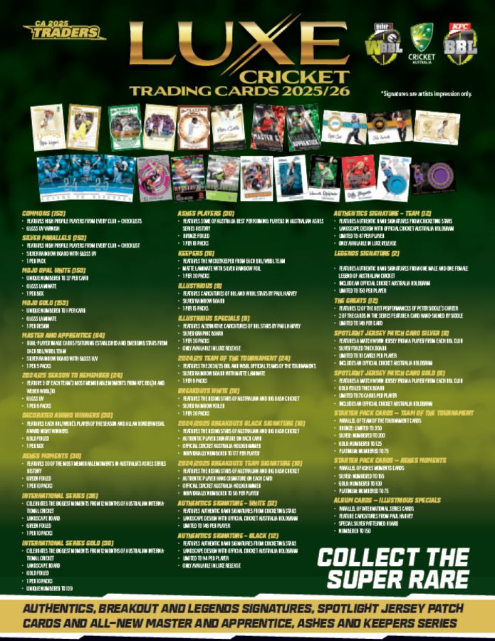 Cricket - 2025/26 Luxe Hobby Trading Cards (Display of 30)
