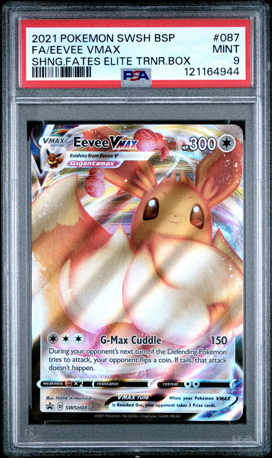 2021 Pokemon Swsh Black Star Promo 087 Eevee Vmax Shng.Fates Elite Trnr.Box - PSA 9