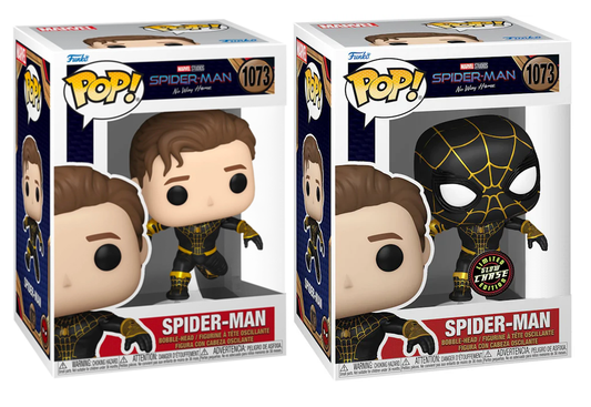SpiderMan: No Way Home - Spider-Man (Black Suit) Unmasked US Exclusive Pop! Vinyl Chase Bundle