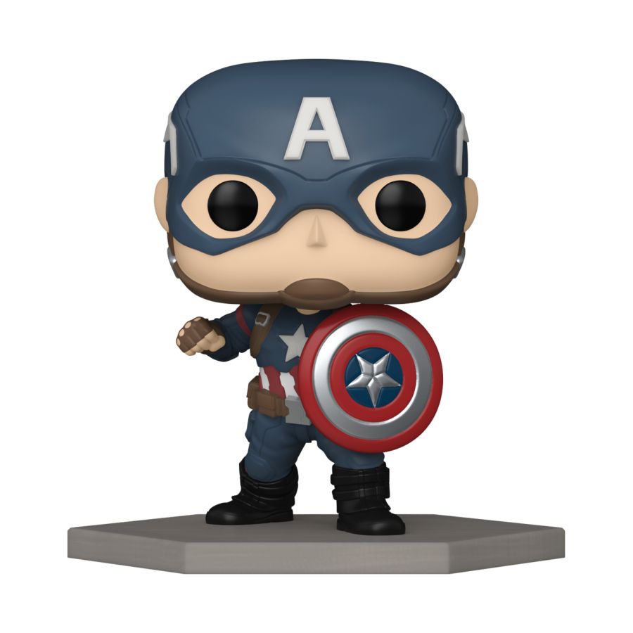 Funko POP! Marvel Avengers Endgame Captain America met gebroken schild en Mjolnir (glow in the dark en metallic), exclusief Funko POP! Marvel Avengers Endgame Captain America met gebroken schild en Mjolnir (glow in the dark en metallic), exclusief
