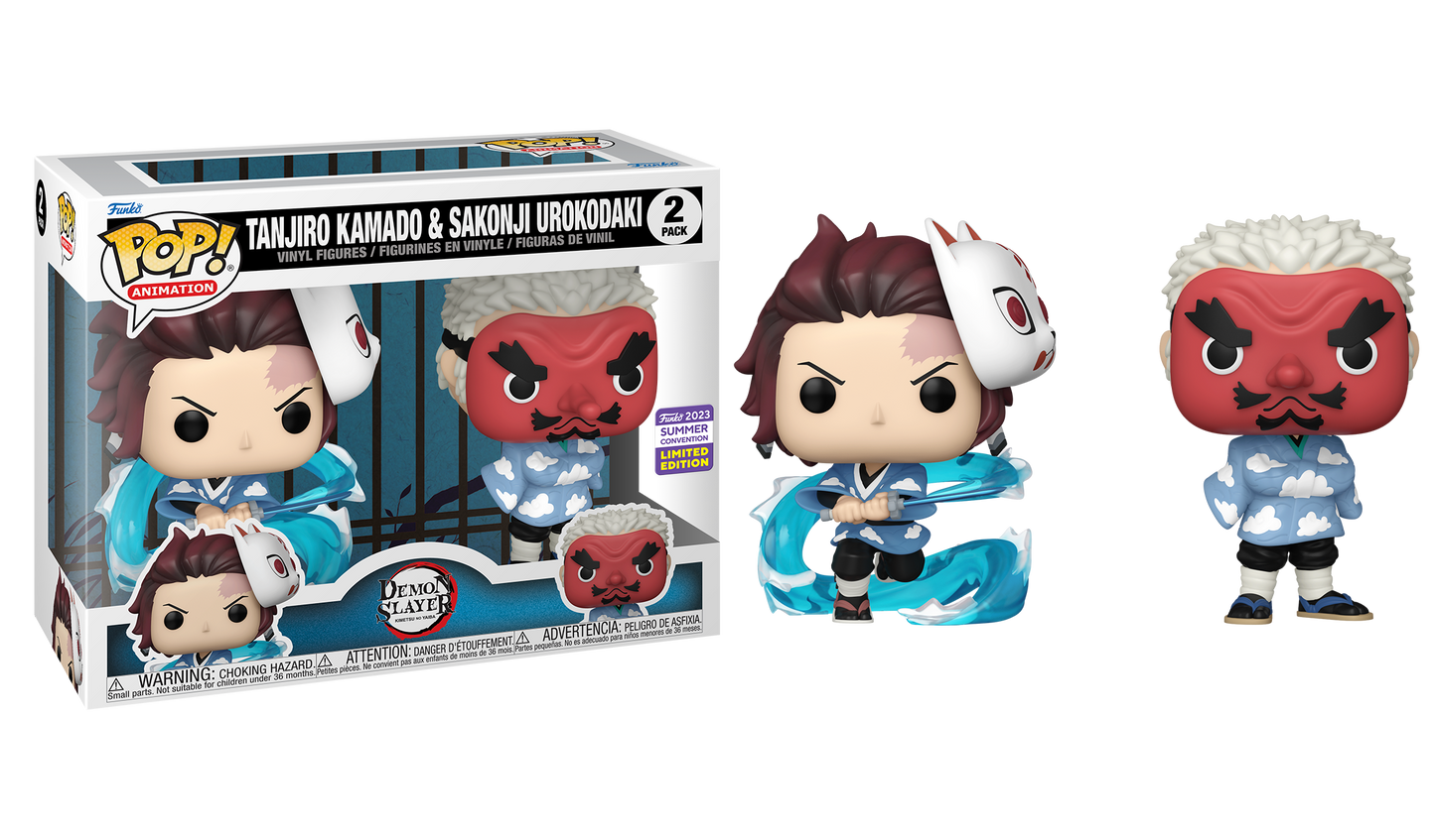 Demon Slayer - Tanjiro Kamado & Sakonji Urokodaki SDCC 2023 Summer Convention Exclusive 2-Pack Pop! Vinyl