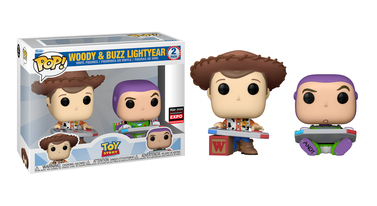 Toy Story - Woody & Buzz Lightyear (Playing Video Games) C2E2 2024 Chicago Comic Con Exclusive 2-Pack Pop! Vinyl