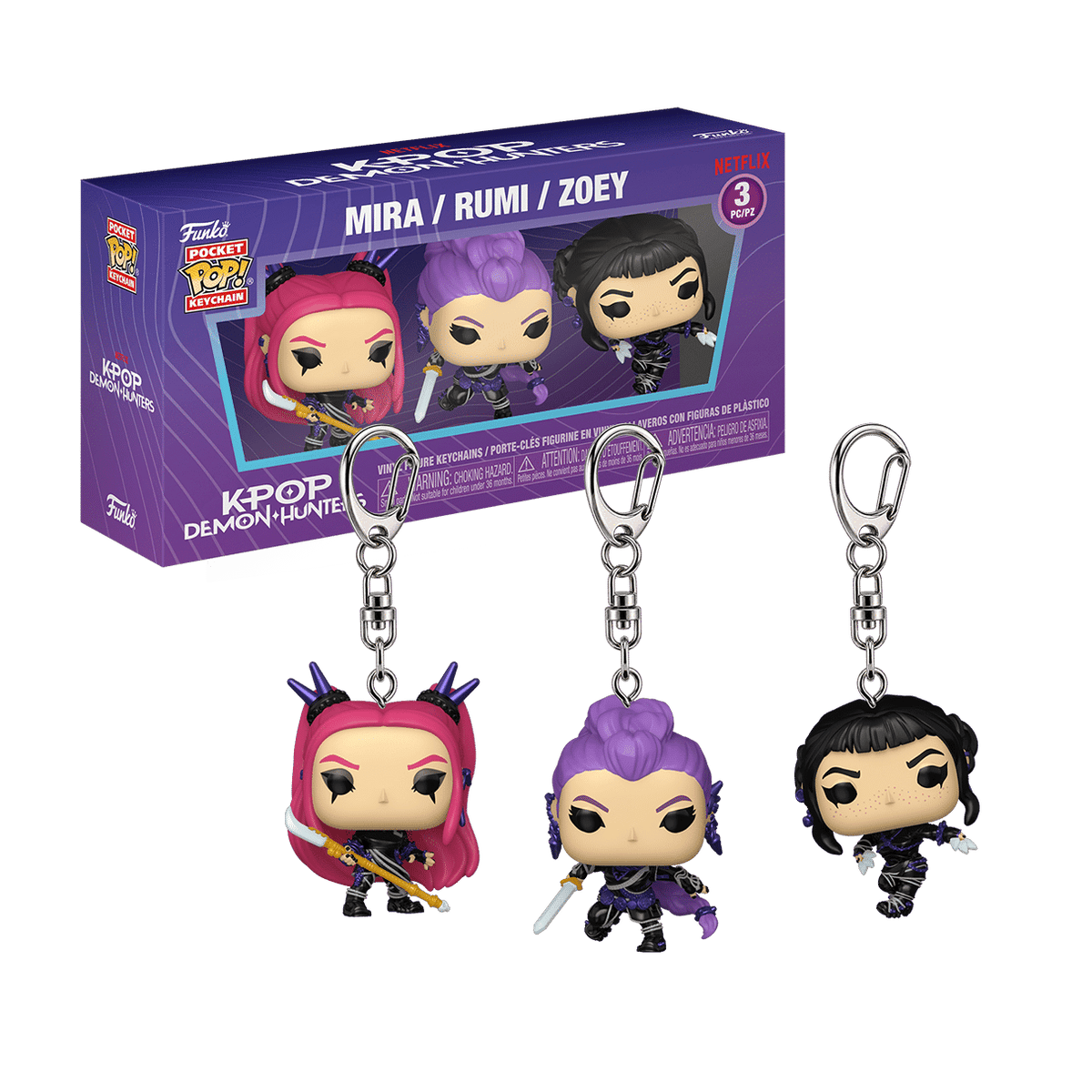 KPop Demon Hunters - Huntrix Pop! Vinyl Keychain (3 Pack)