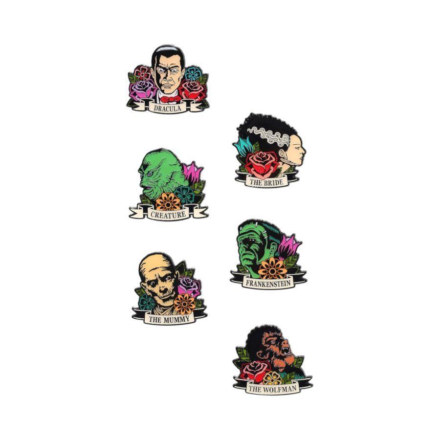 Universal Monsters - Monster Floral Tattoo Enamel Pin Blind Box Assortment (Display of 12)