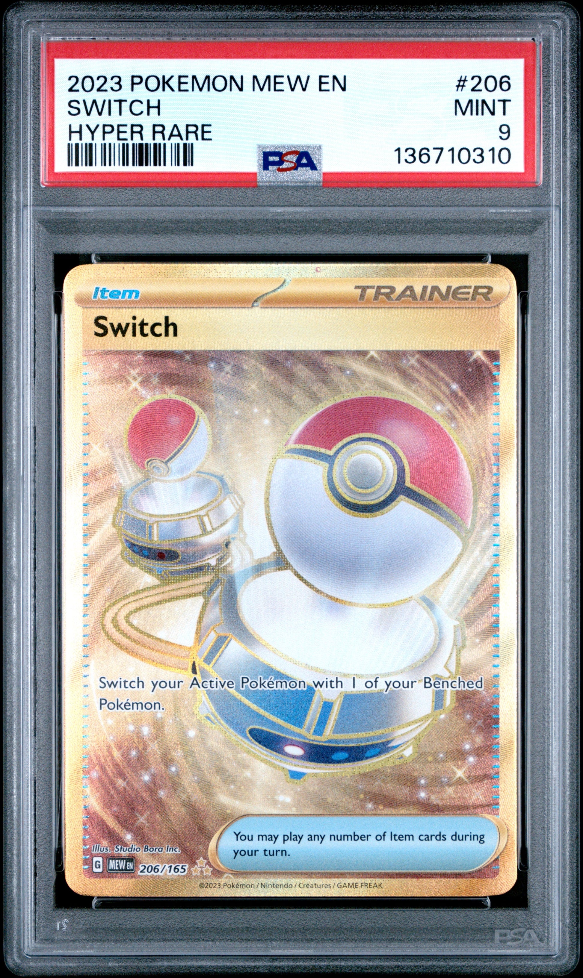 2023 Pokemon Mew En-151 206 Switch Hyper Rare - PSA 9