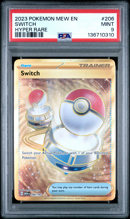 2023 Pokemon Mew En-151 206 Switch Hyper Rare - PSA 9