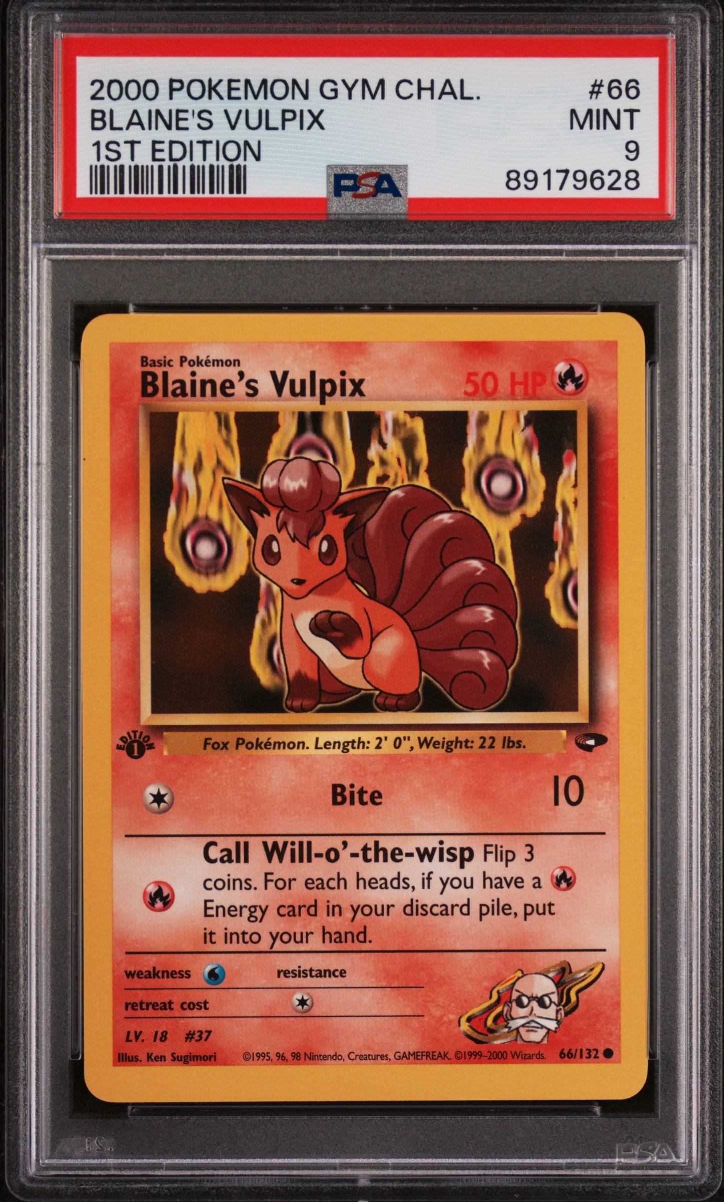 2000 Pokemon Gym Challenge 66 Blaine's Vulpix 1St Edition - PSA 9
