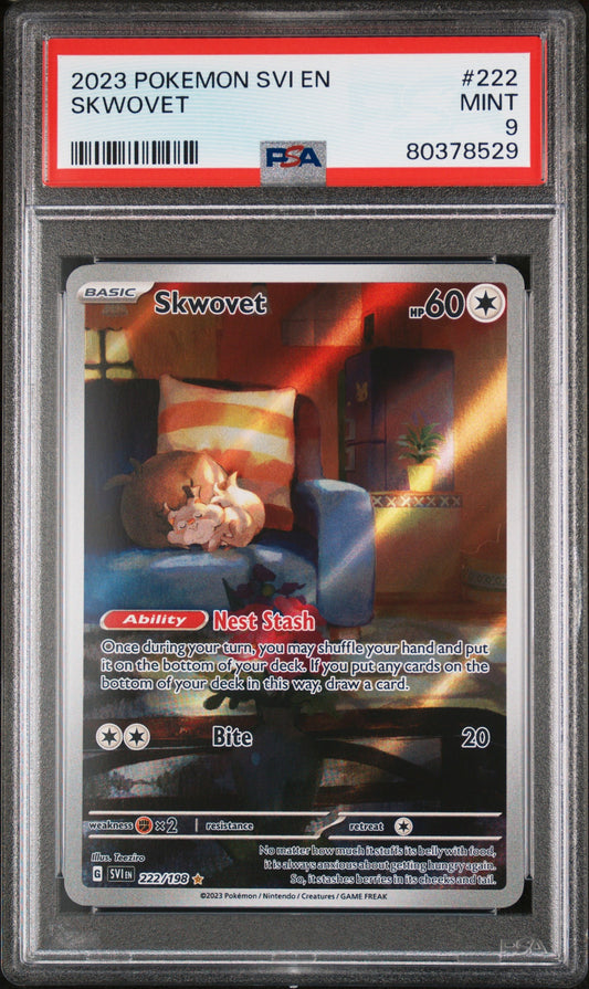 2023 Pokemon Svi En-Scarlet & Violet 222 Skwovet Illustration Rare - PSA 9