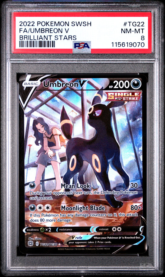 2022 Pokemon Sword & Shield Brilliant Stars Tg22 Umbreon V Brilliant Stars - PSA 8