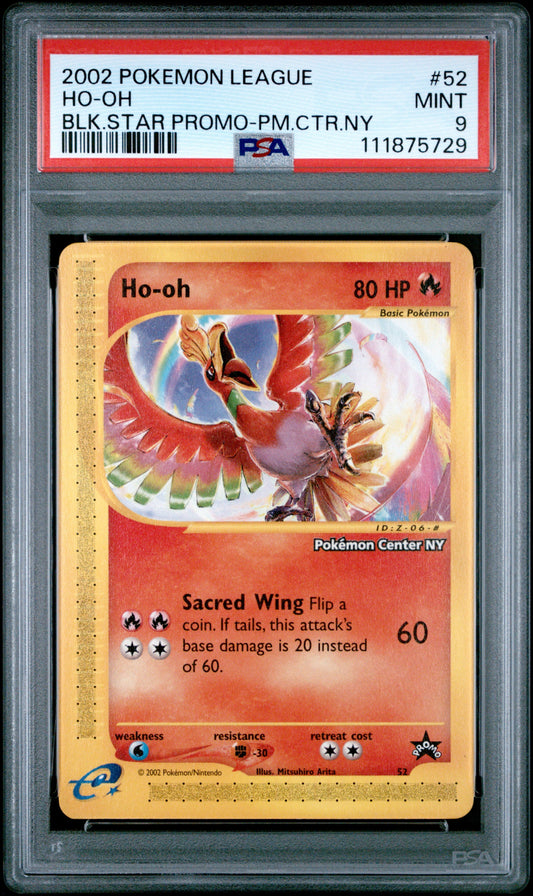 2002 Pokemon League Promo Black Star 52 Ho-Oh Blk.Star Promo-Pm.Ctr.Ny - PSA 9
