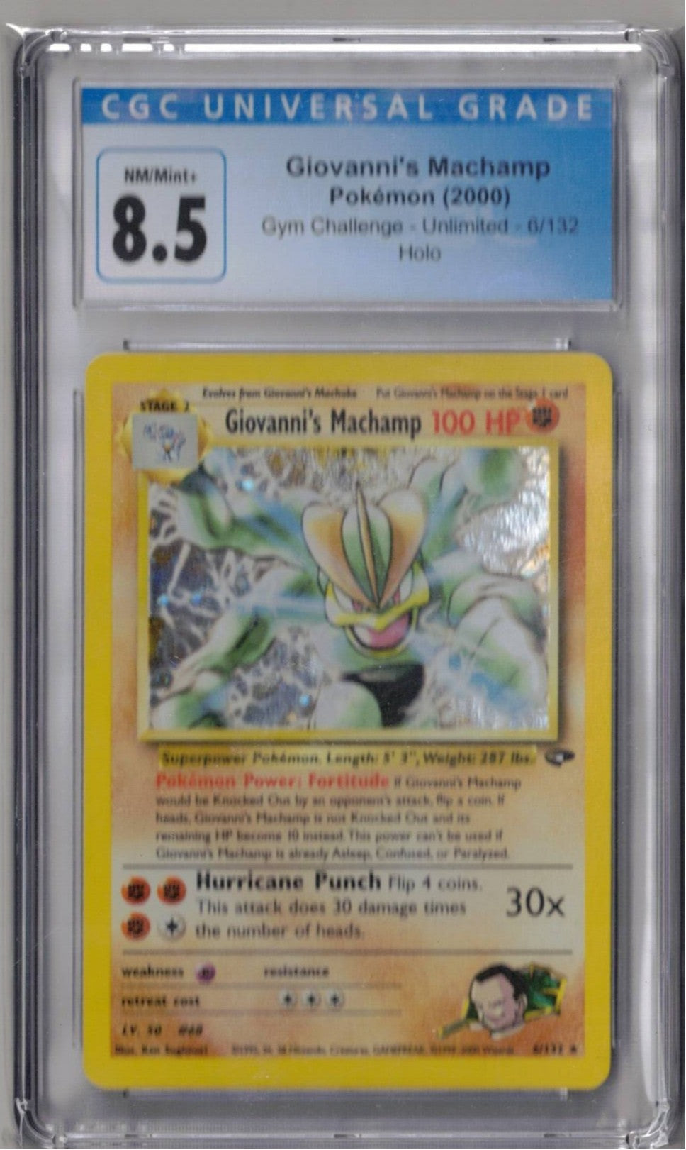 2000 Pokemon Gym Challenge - Unlimited 6 Giovanni's Machamp Holo - CGC 8.5