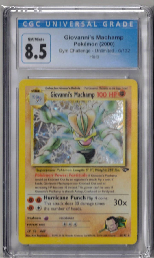 2000 Pokemon Gym Challenge - Unlimited 6 Giovanni's Machamp Holo - CGC 8.5