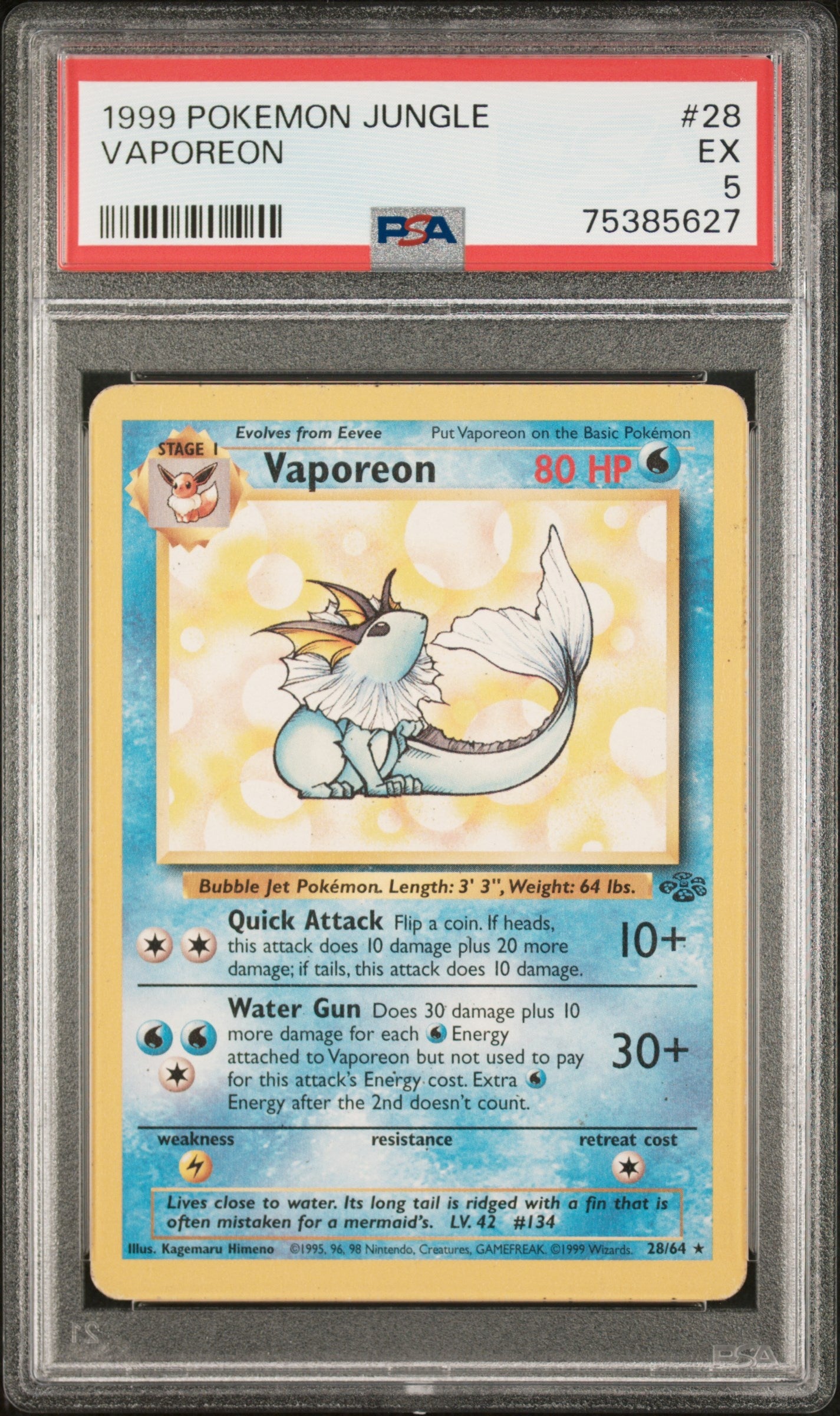 1999 Pokemon Jungle Vaporeon 28