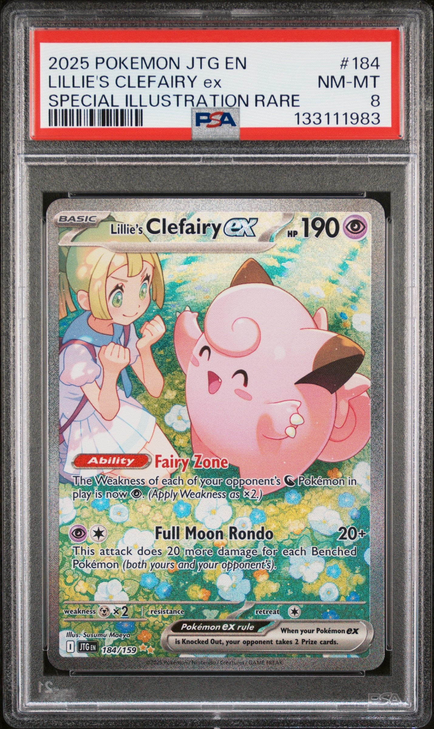 2025 Pokemon Jtg En-Journey Together 184 Lillie's Clefairy Ex Special Illustration Rare - PSA 8