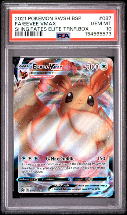 2021 Pokemon Swsh Black Star Promo 087 Eevee Vmax Shng.Fates Elite Trnr.Box - PSA 10