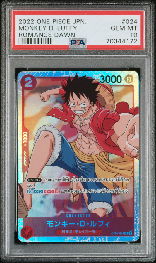2022 One Piece Japanese Op01-Romance Dawn 024 Monkey D. Luffy - PSA 10