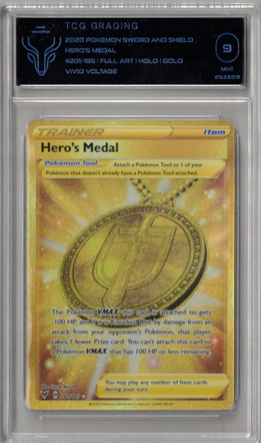 2020 Pokemon Sword & Shield Vivid Voltage 201 Hero's Medal - TCG 9