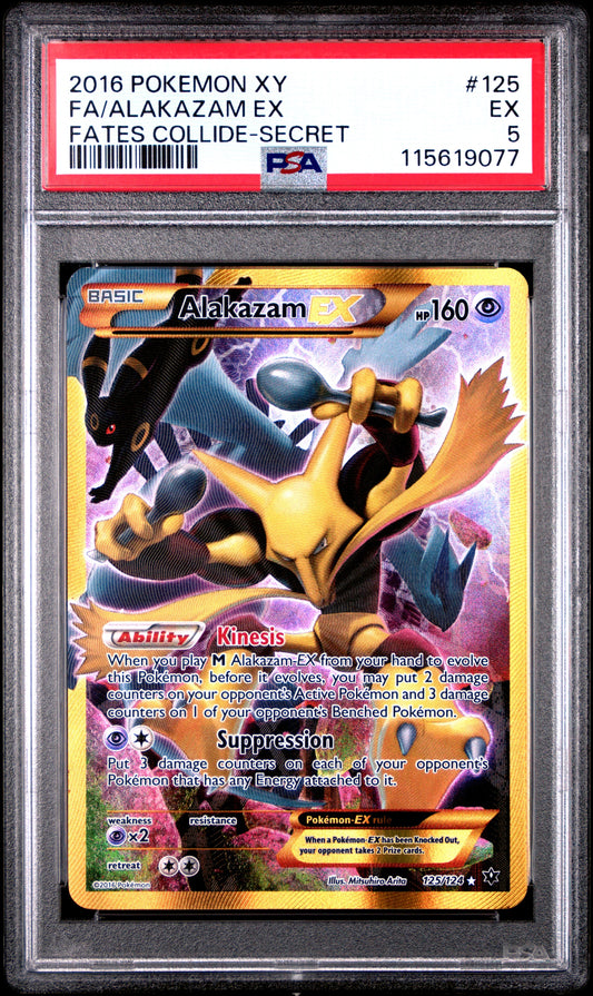 2016 Pokemon Xy Fates Collide 125 Alakazam Ex Fates Collide-Secret - PSA 5