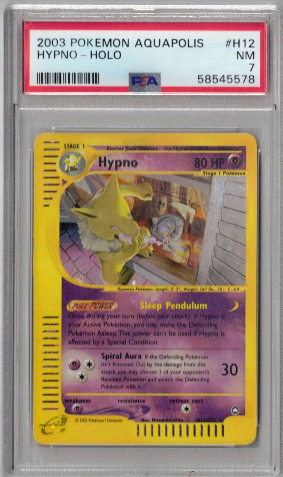 2003 Pokemon Aquapolis H12 Hypno-Holo - PSA 7