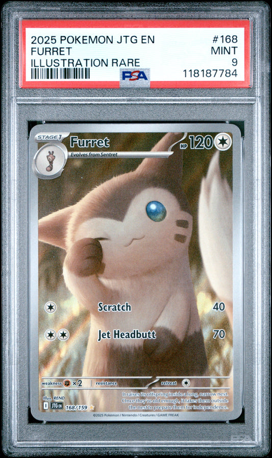 2025 Pokemon Jtg En-Journey Together 168 Furret Illustration Rare - PSA 9